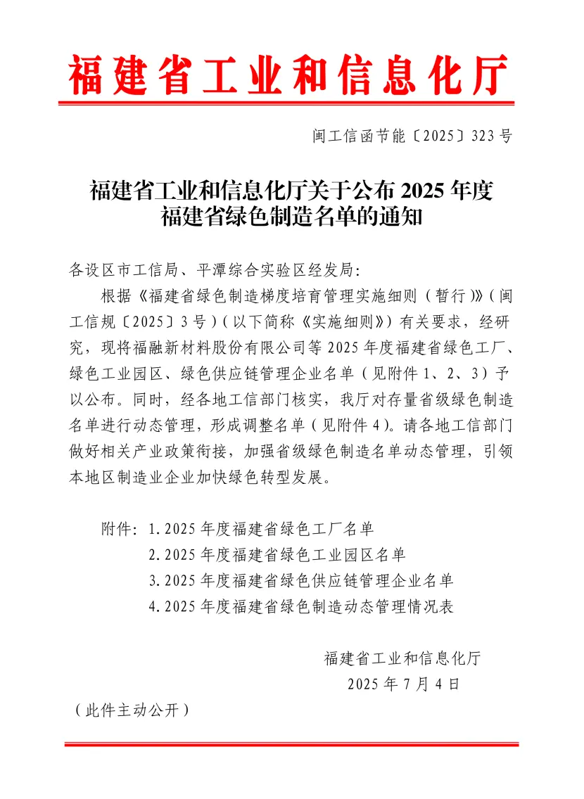 Fujian CNK Electronics Co., Ltd. 2025년 [푸젠성 녹색 공장]으로 선정됨